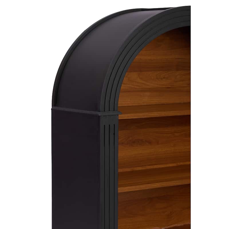 45.66" Tall 4-Shelf Wooden Open Display Bookcase With Arched Design, Spacious Storage Organizer For Library, Bedroom.