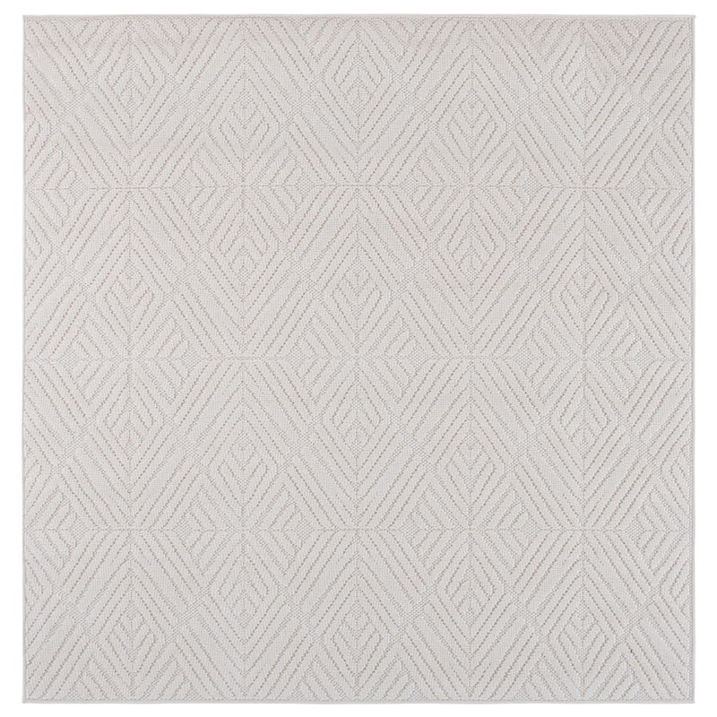 SAFAVIEH Global Joaquina Indoor/Outdoor Washable Backyard Patio Rug - 6'7" Square - Light Beige/Ivory