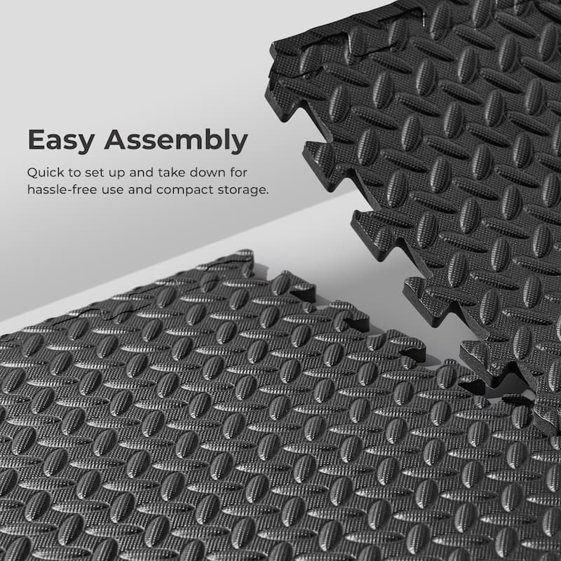 Sunny ½ inch Thick Puzzle Exercise Mat - Black - SF-EM01-BK
