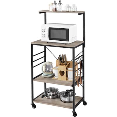 Yaheetech Kitchen Baker's Rack Utility Microwave Stand Cart on Wheels
