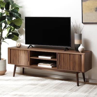 SAFAVIEH Aphra 2-Door 2-Shelf Entertainment Media Stand (Fits up to 65" Flatscreen TV) - 59 in. x 15.4 in. x 21.9 in.