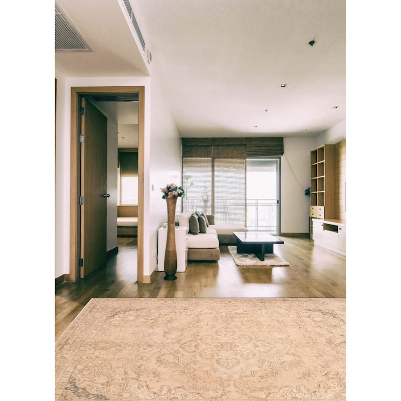 ECARPETGALLERY Hand-knotted Antalya Vintage Khaki Wool Rug - 9'8 x 12'8