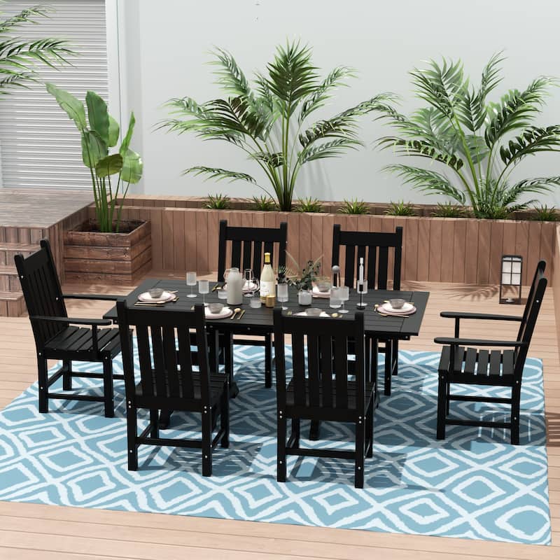 Laguna Hdpe All Weather Outdoor Patio Dining Set with Rectangle Table, Side Chairs (7-Piece Set)