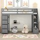preview thumbnail 1 of 9, Twin size Loft Bed with Storage Drawers, Kid's Bed with Stairs, Pine Wooden Bed Frame with Shelves for Bedroom, Gray Grey