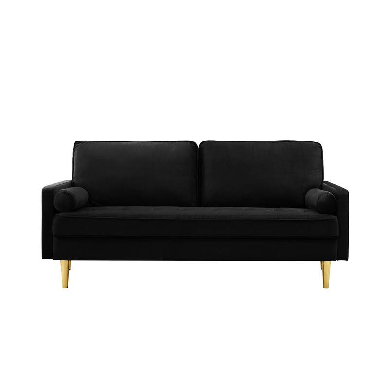 GDFStudio - Minimalist 65" Velvet Loveseat with Metal Legs