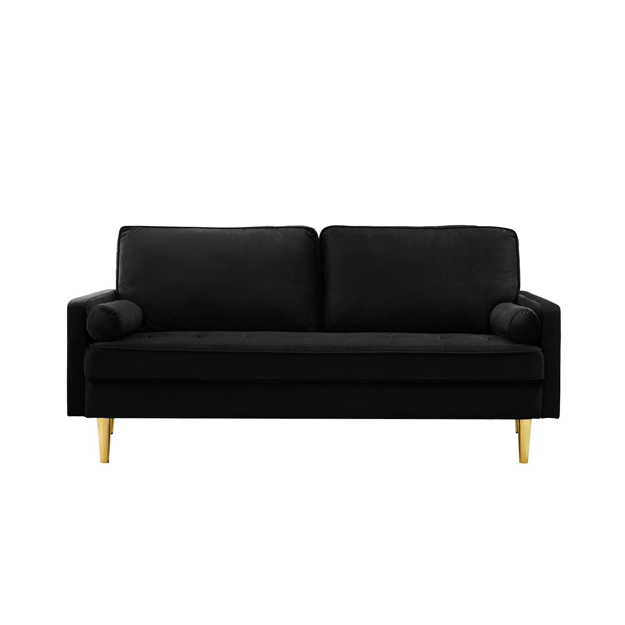 Modern Velvet Loveseat Sofa, Leisure Upholstered Sofa with Metal Legs, Adjustable Backrest for Living Room, Bedroom