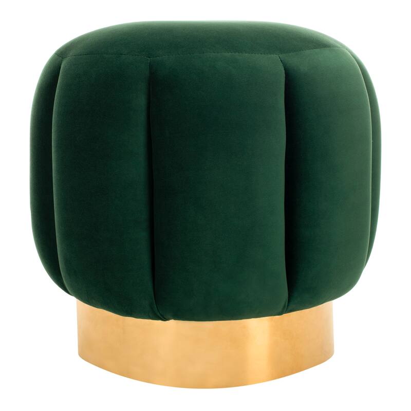 SAFAVIEH Couture Altje Channel Tufted Ottoman - Emerald