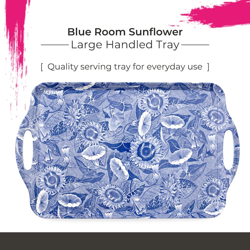 Pimpernel Blue Room Sunflower Large Melamine Handled Tray - 18.9" x 11.6"
