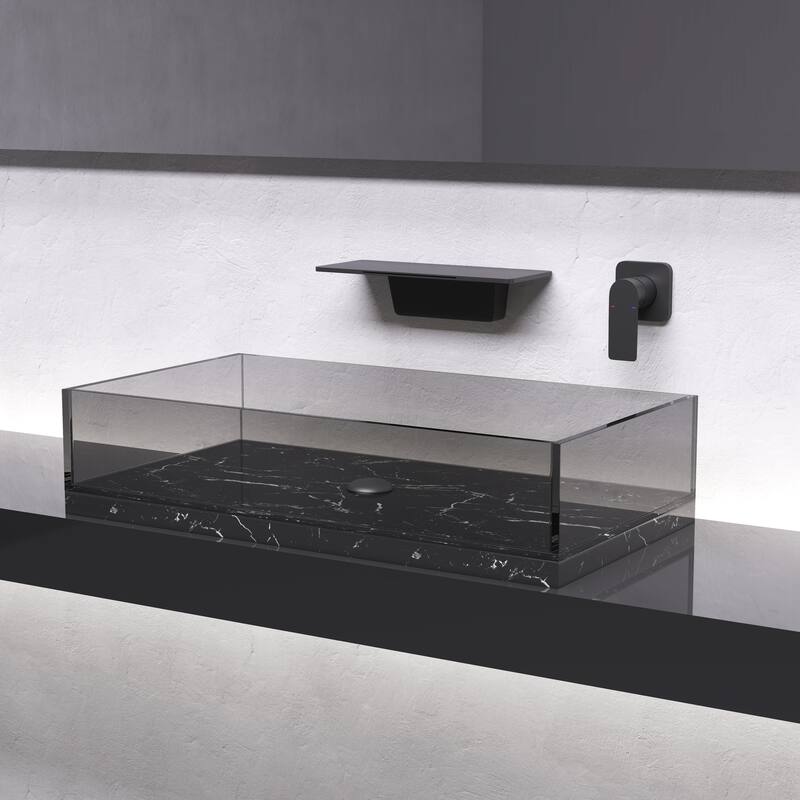 Modern Single Handle Bathroom Sink Faucet with Waterfall Spout Design and Adjustable Water Temperature and Flow