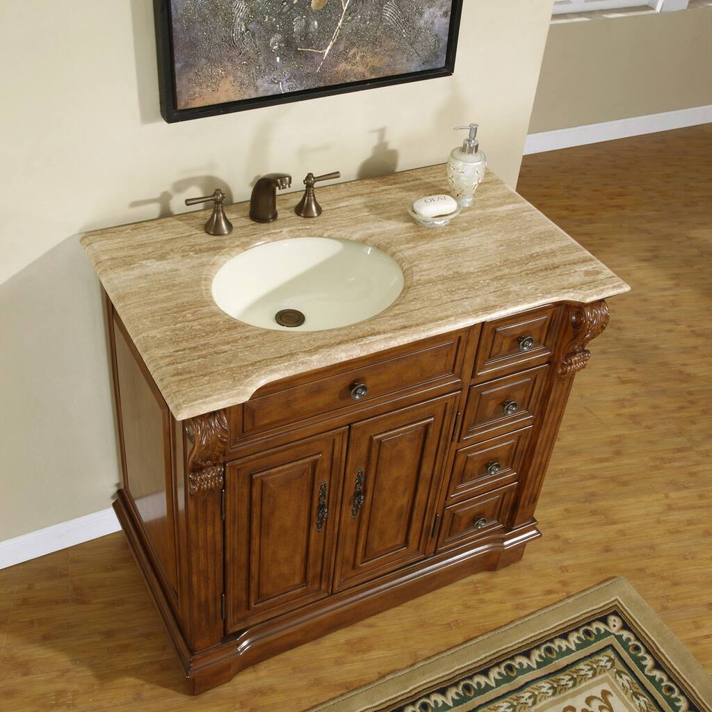 Silkroad Exclusive 38-inch Bathroom Vanity Single Sink Cabinet ...