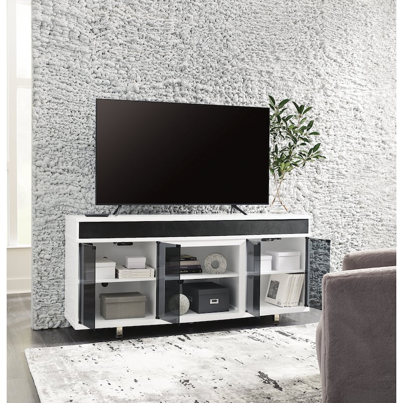 Signature Design by Ashley Gardoni White/Black 72" TV Stand for TVs up to 82" - 72.38" W x 19.38" D x 33.38" H
