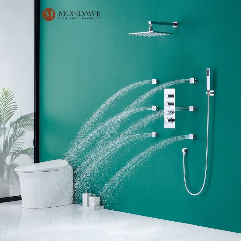 3 Functions Thermostatic LED Light Wall Mounted Shower System