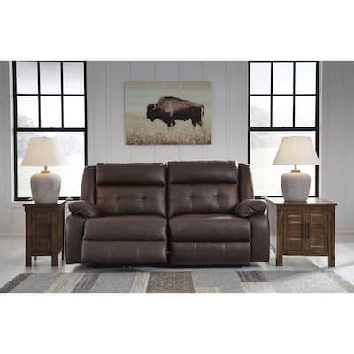 Signature Design by Ashley Punch Up Dark Brown 2-Piece Power Reclining Sectional Loveseat - 80"W x 39"D x 41"H