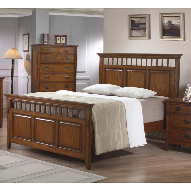 Distressed Wooden Queen Panel Bed - 87" - Brown