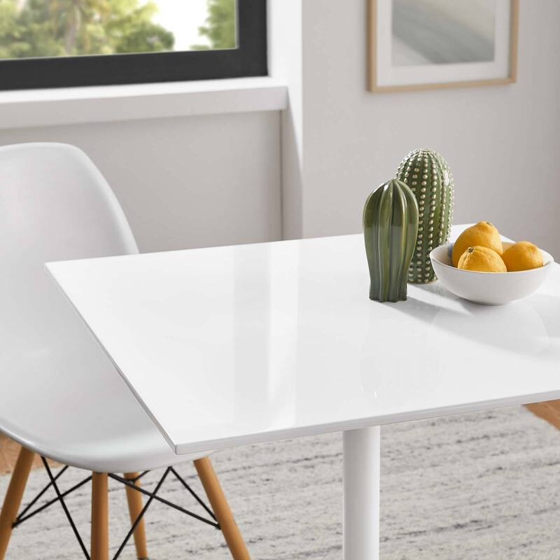 Square Wood Top Dining Table - White