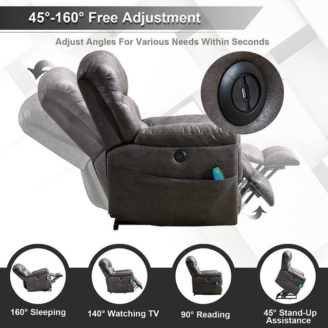 Super Soft Microsuede Power Lift Recliner Sofa with Massage Chair
