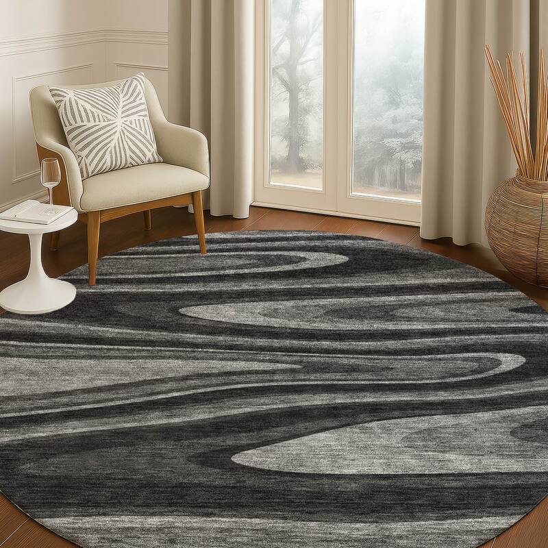 Machine Washable Indoor/ Outdoor Abstract Busey Chantille Rug