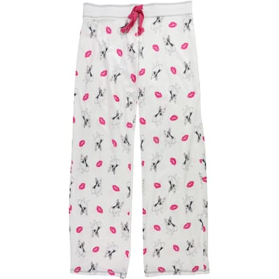 P.J. Salvage Womens French Bulldog Pajama Lounge Pants, White, Medium