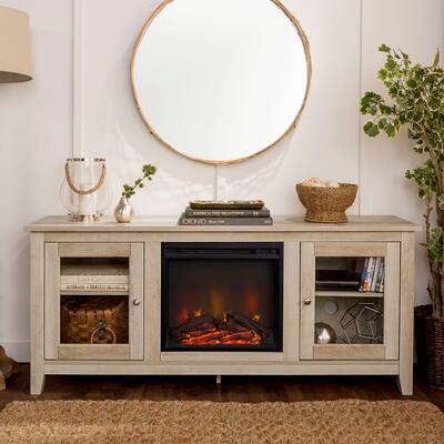 Middlebrook 58-inch 2-Door Fireplace TV Console - White Oak