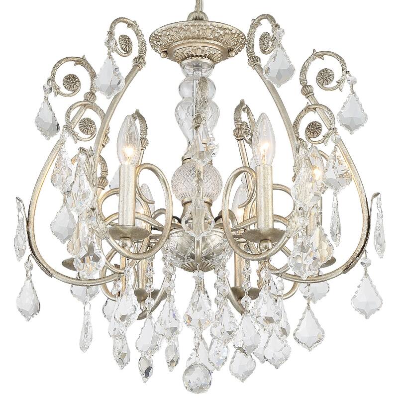 Regis 6 Light Clear Hand Cut Crystal Silver Semi-Flush - 20'' W x 20'' H