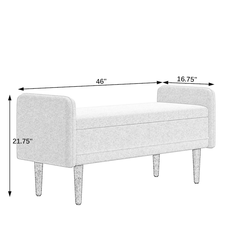 Beige 16.75" Upholstered Stool with Storage