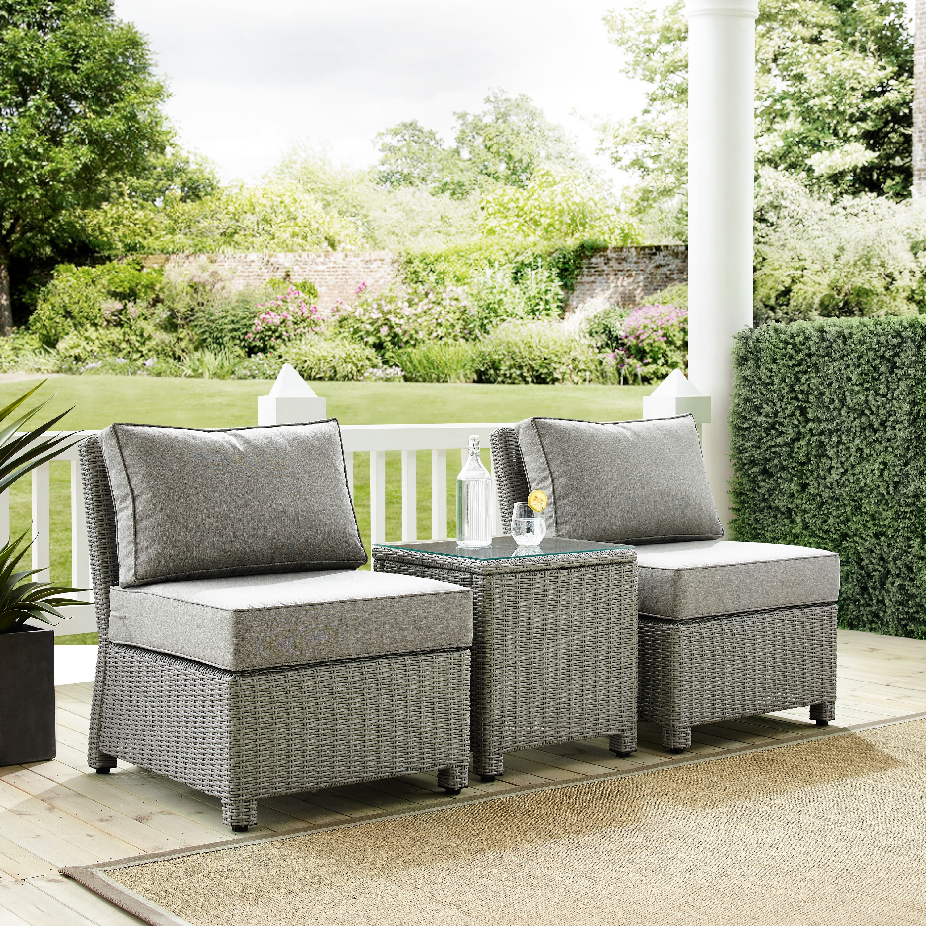 Shop Bradenton 3pc Outdoor Wicker Conversation Set With Gray On Sale Overstock 31277791