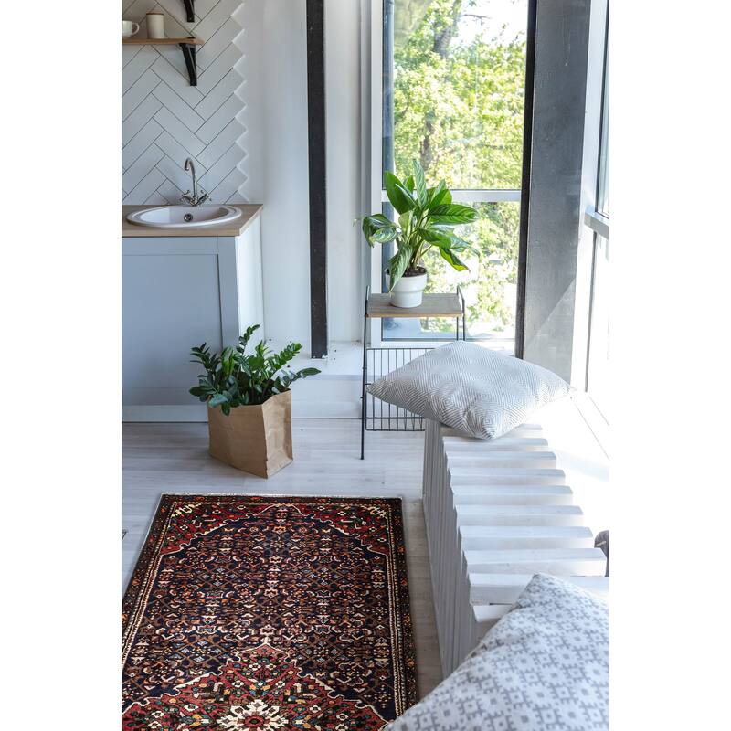 ECARPETGALLERY Hand-knotted Andelz Dark Navy Wool Rug - 3'4 x 8'5