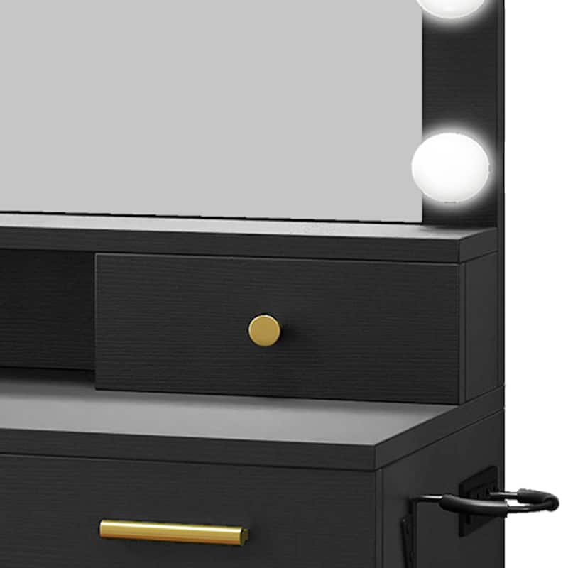 Moasis Large White Vanity Desk with 11 Drawers Mirror Lights USB and Type C Ports for Bedroom