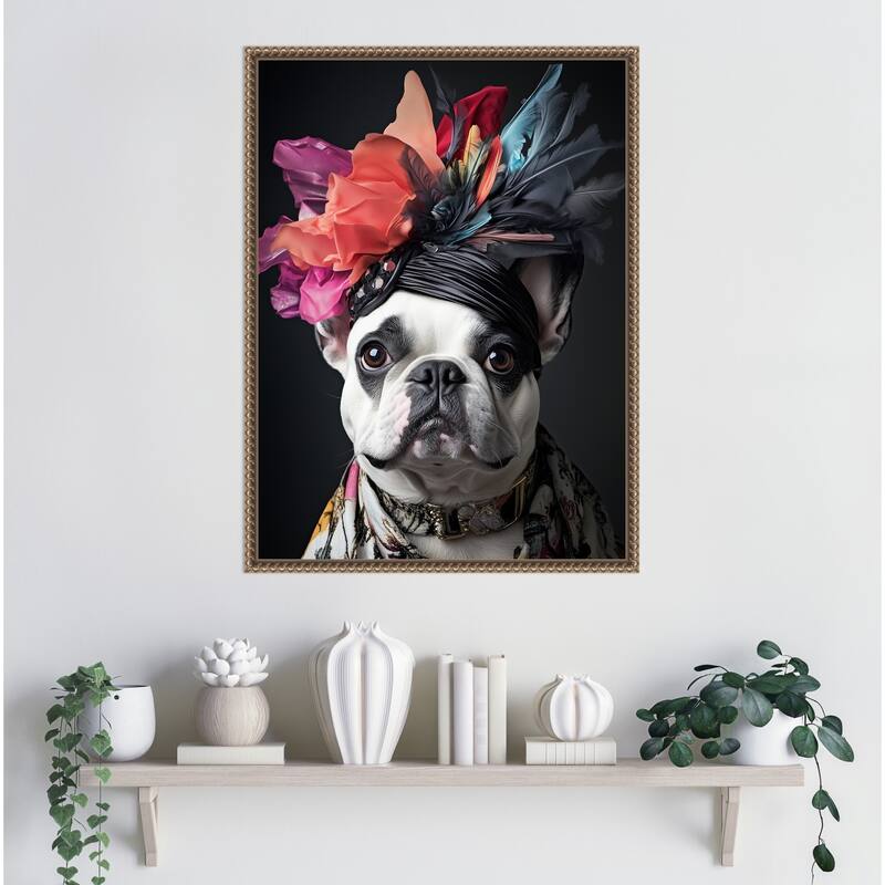 The Regal French Bulldog by Mowzu Framed Canvas Wall Art