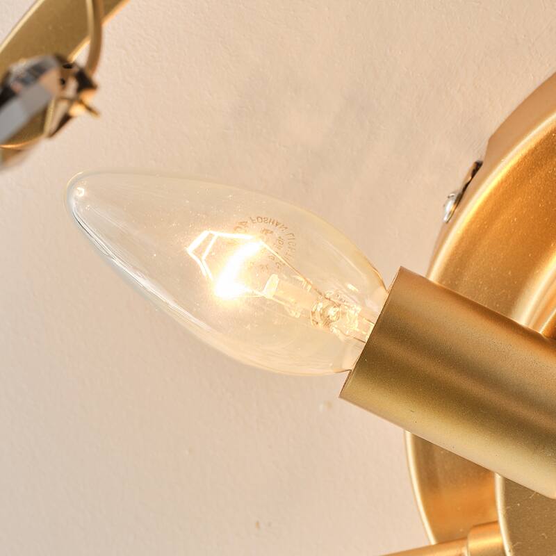 23" Modern Gold 4-Light Grey Crystal Low-Profile Flush Mount Ceiling Fan with Remote