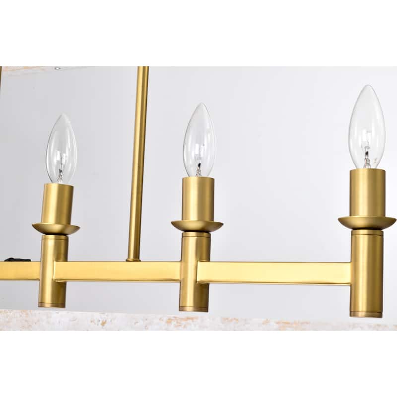 Nermin 39 Inch Modern Kitchen Island Brass Finish Chandelier 5-Light