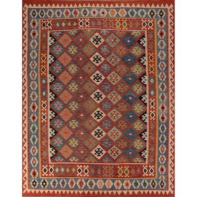 Kilim Oriental Area Rug Flatweave Bedroom Reversible Wool Carpet - 8'4"x 9'8"