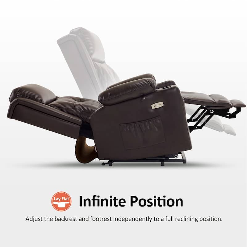 MCombo Large Dual Motor Power Lift Recliner Chair with Massage and Heat for Elderly People, Faux Leather