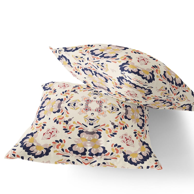 HomeRoots Set of Two 16" X 16" Blue and White Blown Seam Eclectic Indoor Outdoor Throw Pillow - 16.00' X '16.00' X '5.00