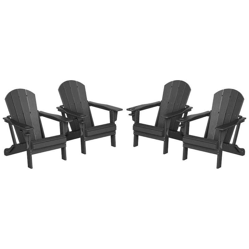Polytrends Alvaro Outdoor Adirondack Chair with Cup Holder (Set of 4) - Gray