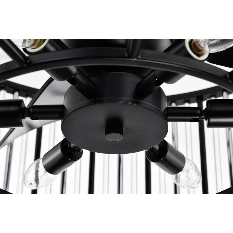 Helena 25-inch Matte Black and Silver 6 Lights 3 Blades Lighted Ceiling Fan with Remote