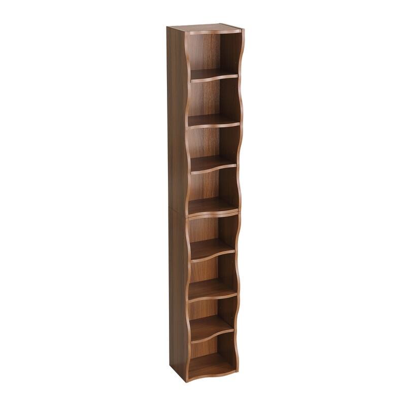 Wavy Border 8-Tier Adjustle Shelf - Modular Ultra-Thin Bookcase for Home Office & Display