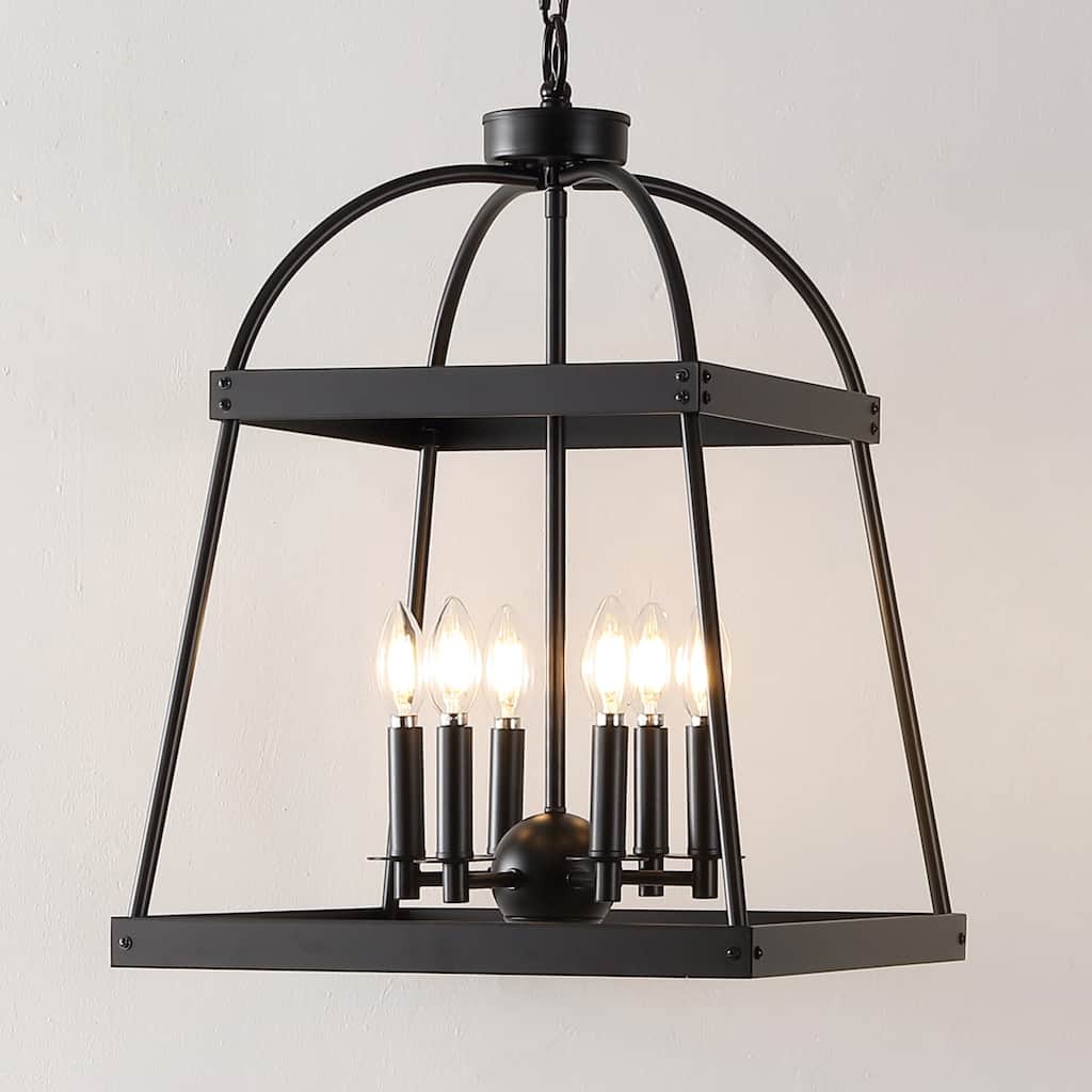 SAFAVIEH Lighting Luzie 86" Traditional Chandelier (6-Bulb) - 16" W x 16" D x 86" H - Black
