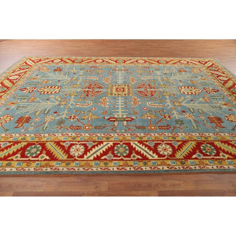Light Blue Heriz Serapi Oriental Area Rug Handmade Wool Carpet - 8'10" x 11'11"