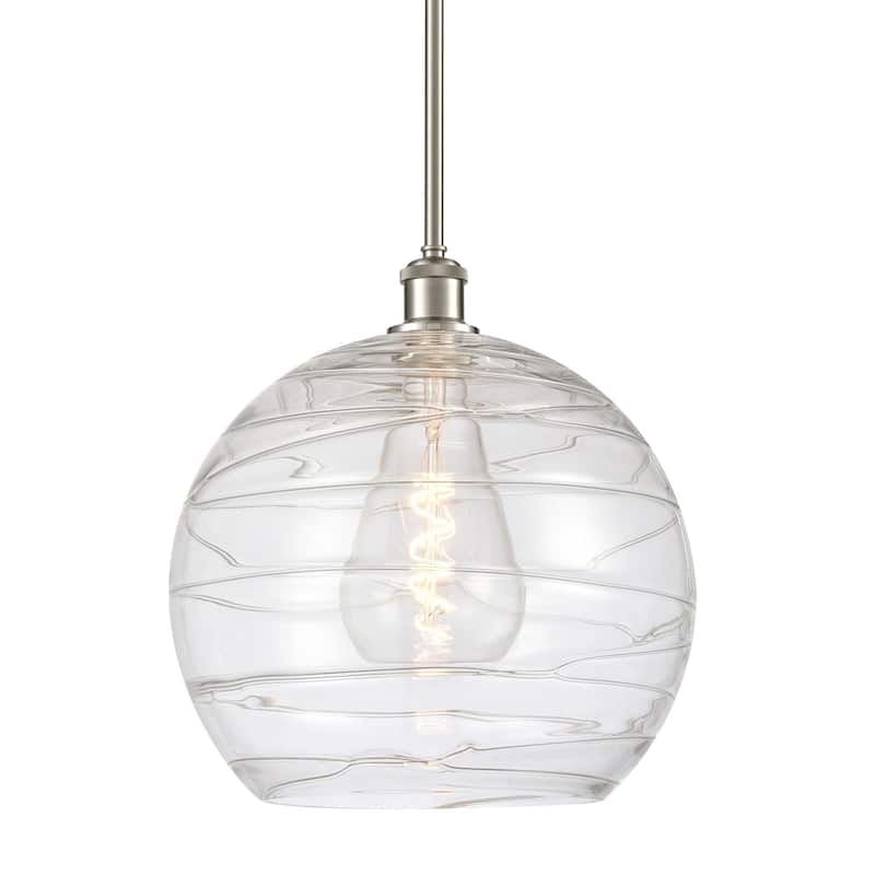 Innovations Lighting 516-1S-15-14 Athens Pendant Athens 14" Wide - Brushed Satin Nickel / Clear Deco Swirl