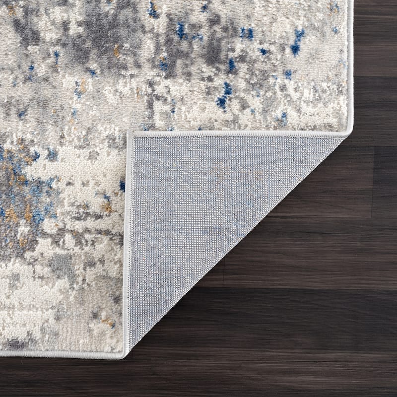 Abani Dun Contemporary Grey and Blue Landscape Indoor Area Rug