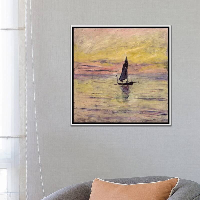 iCanvas "The Sailing Boat, Evening Effect, 1885 " by Claude Monet Framed Canvas Print