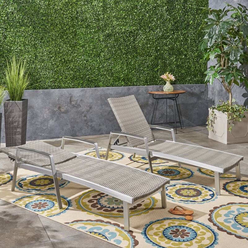 Roomfitters Oxton Outdoor Aluminum Chaise Lounge with Breathable Mesh Seat, Patio Recliner, Grey