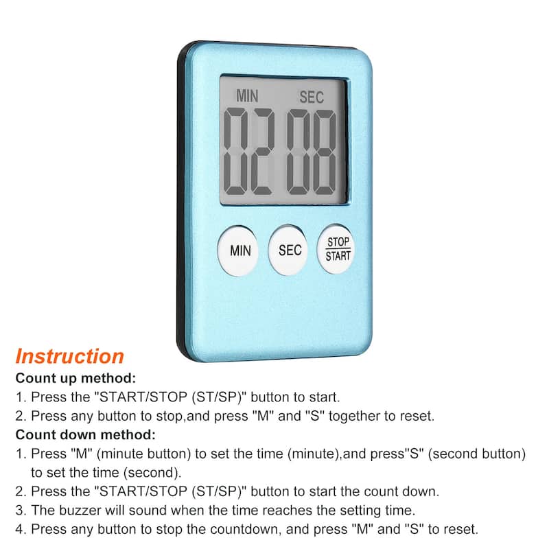 Digital Timer,1Pcs Small Count Down/UP Clock w Magnetic,Kitchen Timer Light Blue - Light Blue