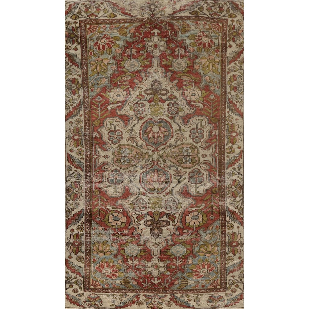 Hand Knotted Oriental 100% Wool Carpet Traditional Floral Beige & Ivories Bakhtiari Area Rug - 6' 9'' X 3' 10''