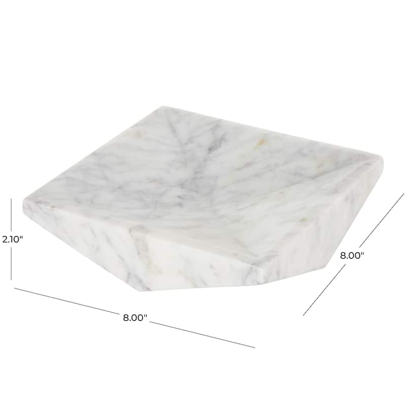 Marble Geometric Square Tray - White - Roche River Decor