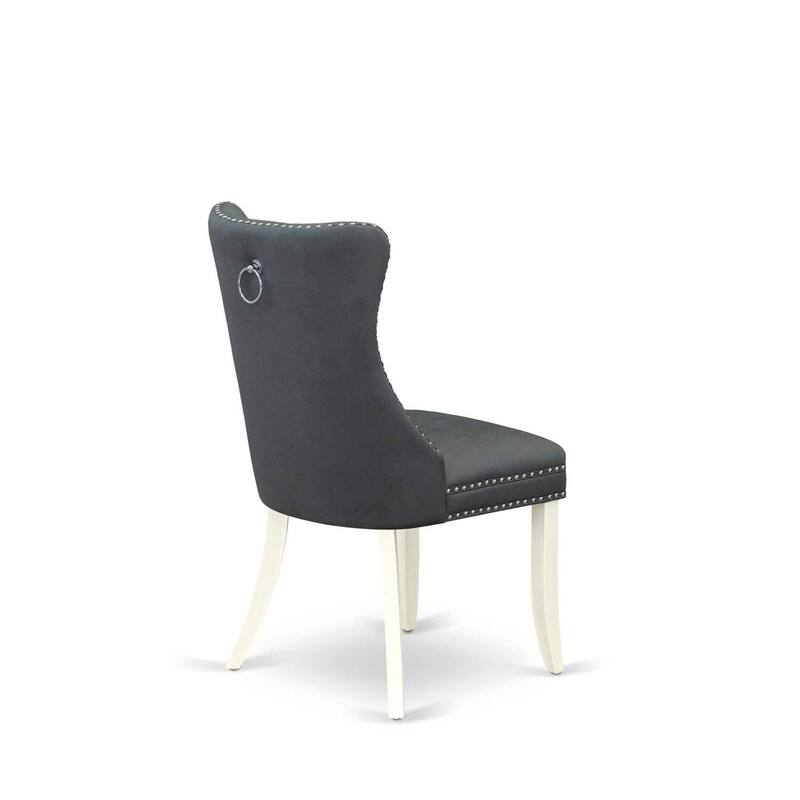 Parson Dining Chairs Set of 2 - Gray Faux Leather Upholstered Chairs with Nailhead Trim