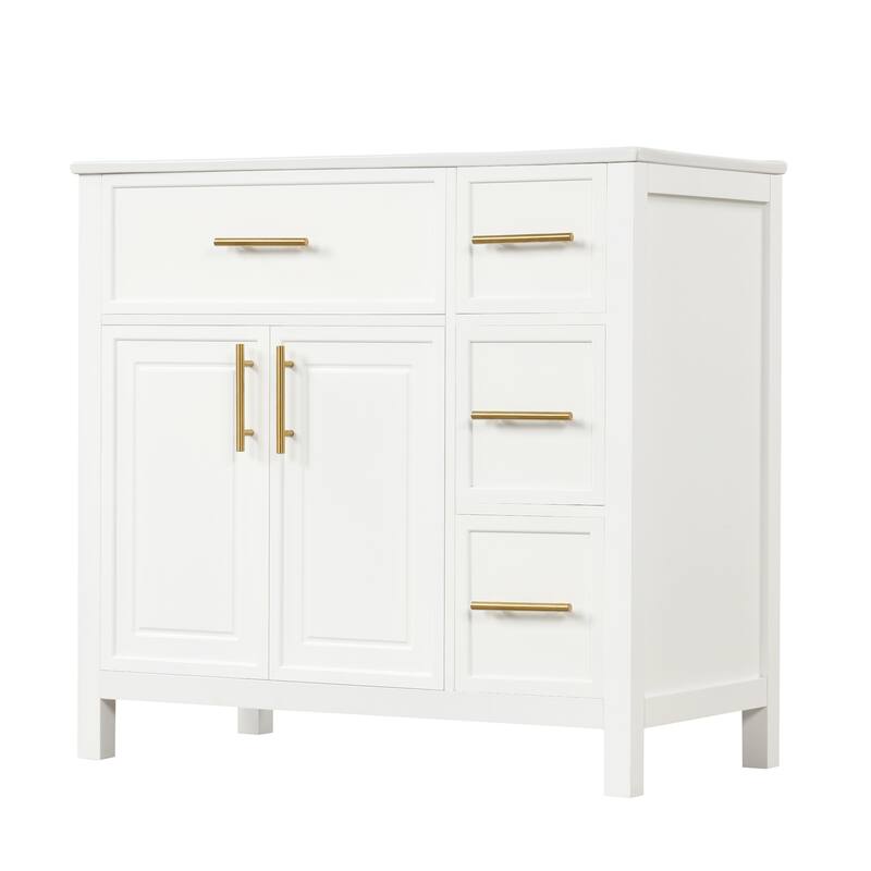 Roomfitters 36" Bathroom Vanity with Sink Top Cabinet with 2 Doors 3 Drawers Solid Wood and MDF Board One Package