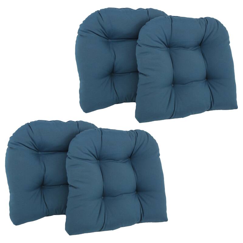 19-inch Twill U-shaped Chair Cushion (Set of 1, 2, or 4) - 19 x 19 - Set of 4 - Indigo
