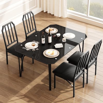 Kitchen Table Chairs Set With Comfortable PU Cushion